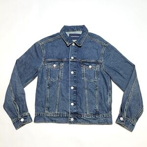 Calvin Klein Denim Jean Jacket Women's Size Small‎ Pockets Button Up Blue